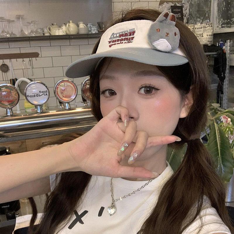 Cartoon Rabbit Empty Top Sun Protection Hat Running Sports Empty Top Hat Outdoor Sun Protection Can Tie A Ponytail Without A Top Baseball Hat