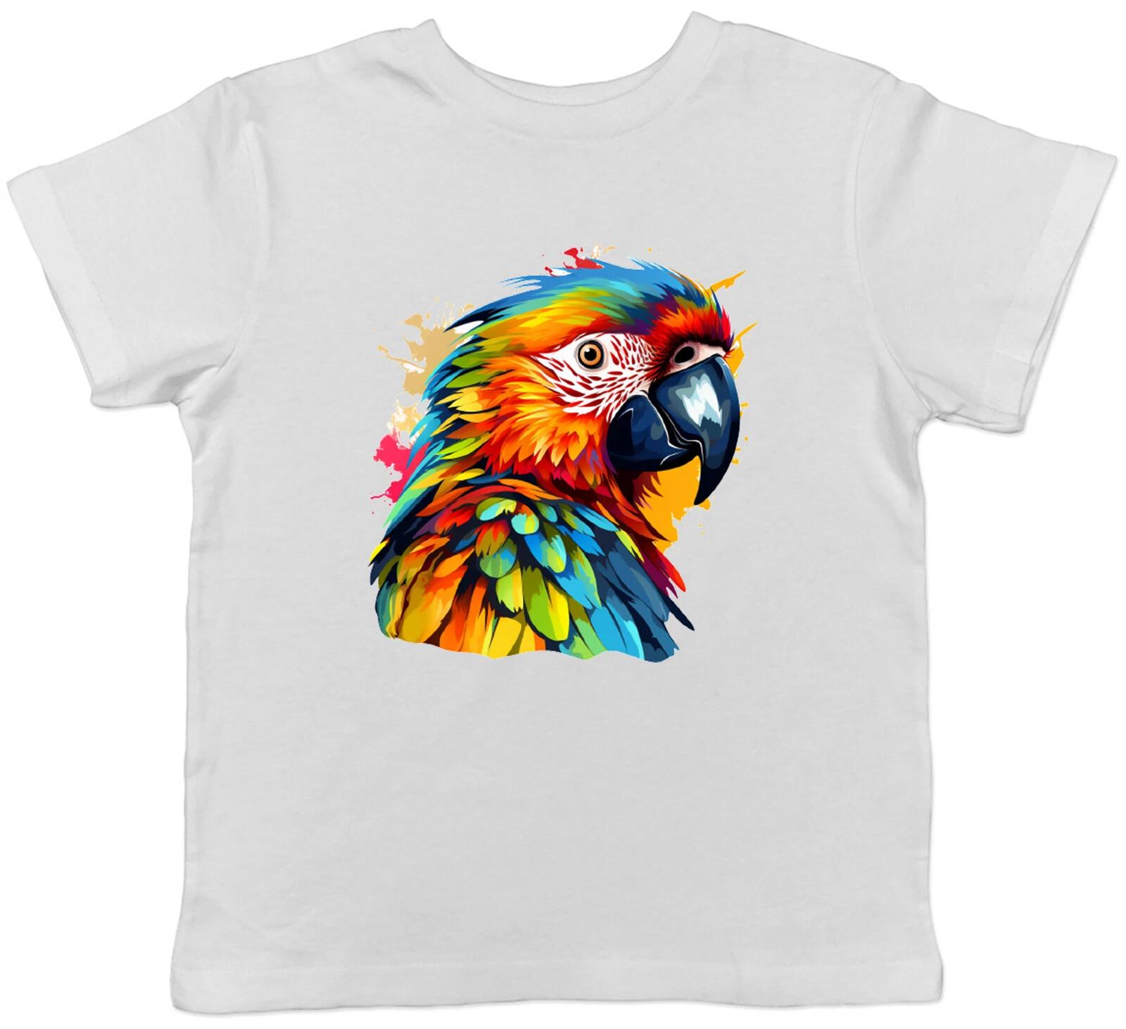 Colourful Parrot Kids T-Shirt Bird Lover Pet Cockatiel Macaw Children Boys Girls 160