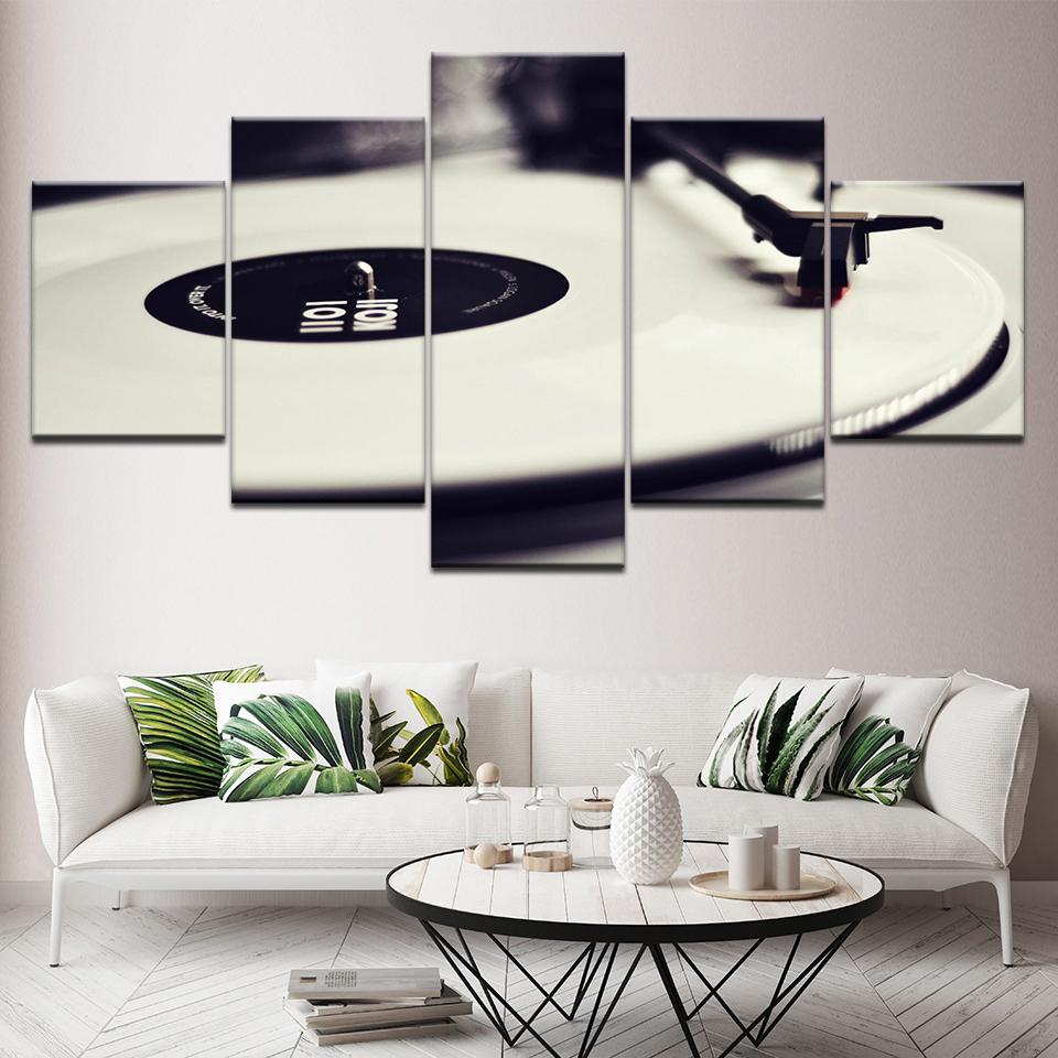 5 Panel EZON-CH Modern Art Funny Music Record Turntable Pictures Printed On Canvas Wall Wallpapers modern Poster Modular Decor