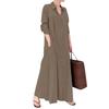 Women's Lapel Long Sleeve Plug Pocket Loose Casual Long Shirt Dresses