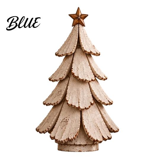 Unique Holiday Gifts for Her 2Pcs Vintage Lighted Christmas Tree Figurine Retro Resin Xmas Decor with Warm Desktop Figurines LED Light Rustic Statue
