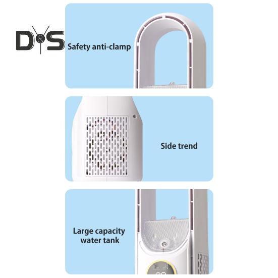 Bladeless Desk Fan with 6 Speed Modes Strong Airflow Compact Design Portable Rechargeable Quite Cooling Spray Fan