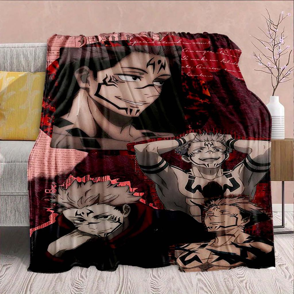 Jujutsu Kaisen Decorative Flannel Blanket Warm Soft Throw Lightweight Cozy Sofa Bed Decor