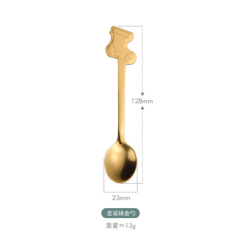 Christmas Spoon Gift Box Tableware Set Coffee Stirring Spoon Dessert Spoon Creative Cartoon Stainless Steel Christmas Spoon