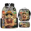 Animation ONE PIECE schoolbag three-piece play peripheral backpack large capacity middle school student outdoor campus computer bag