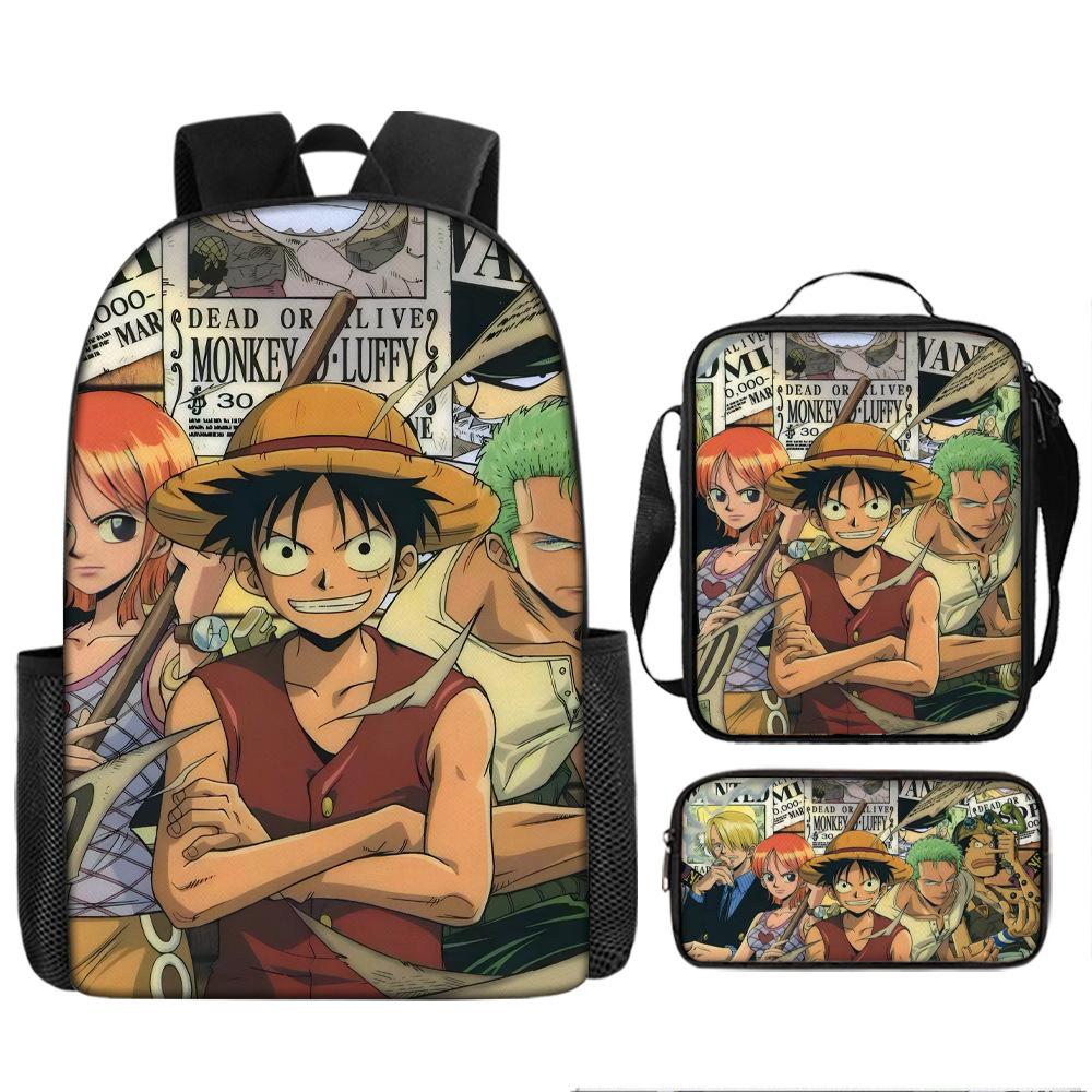 Animation ONE PIECE schoolbag three-piece play peripheral backpack large capacity middle school student outdoor campus computer bag
