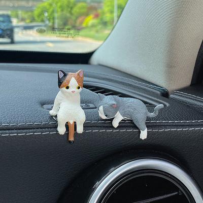 Cute Car Center Console Decoration Ornaments Kitten Action Figure Auto Dashboard Rearview Mirror Decoration Car Accessories