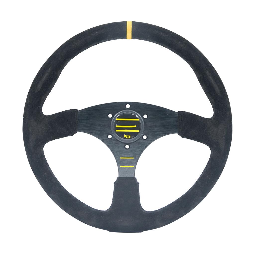 Car Modification Racing Leather/frosted Steering Wheel, Competitive Sports 14 Inch Flat Universal Steering Wheel