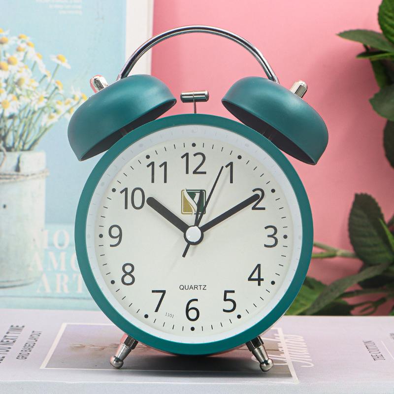 Students Use Alarm Clock To Creative Personalized Bedroom Metal Silent Children's Bedside Luminous Bell Ringing Clock Simple Nordic Style