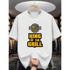 European sizes  "King of the Grill" BBQ T-Shirt - Grill & Grill Mark Print Short Sleeve Round Neck Summer Outdoor Apparel