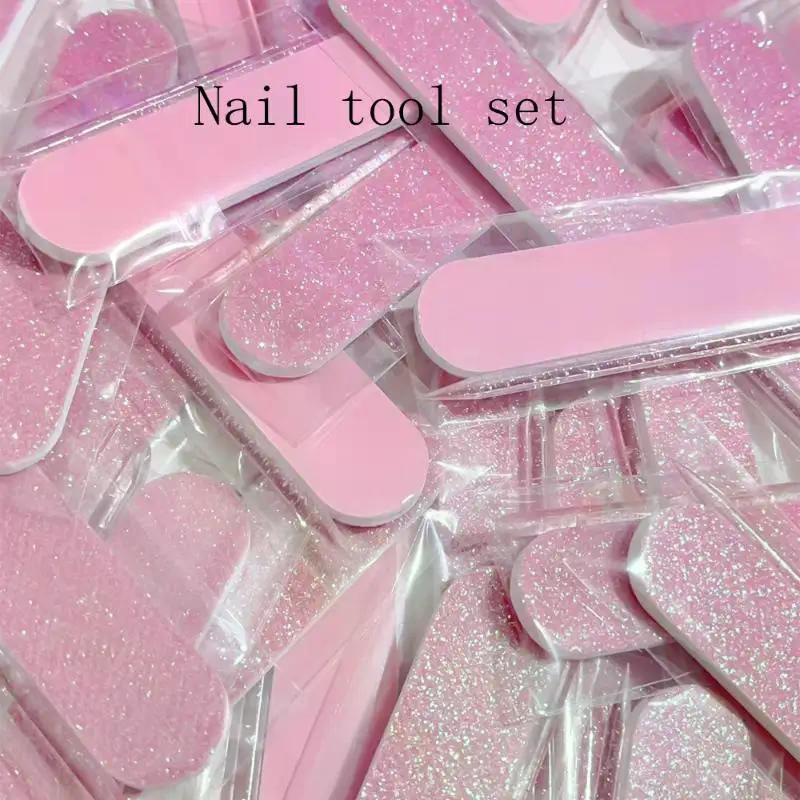 12Pcs Glitter Nail Care Kit - Heart-Shaped Buffer, Crystal Rod, And Double-Sided File For Nail Art And Pedicures