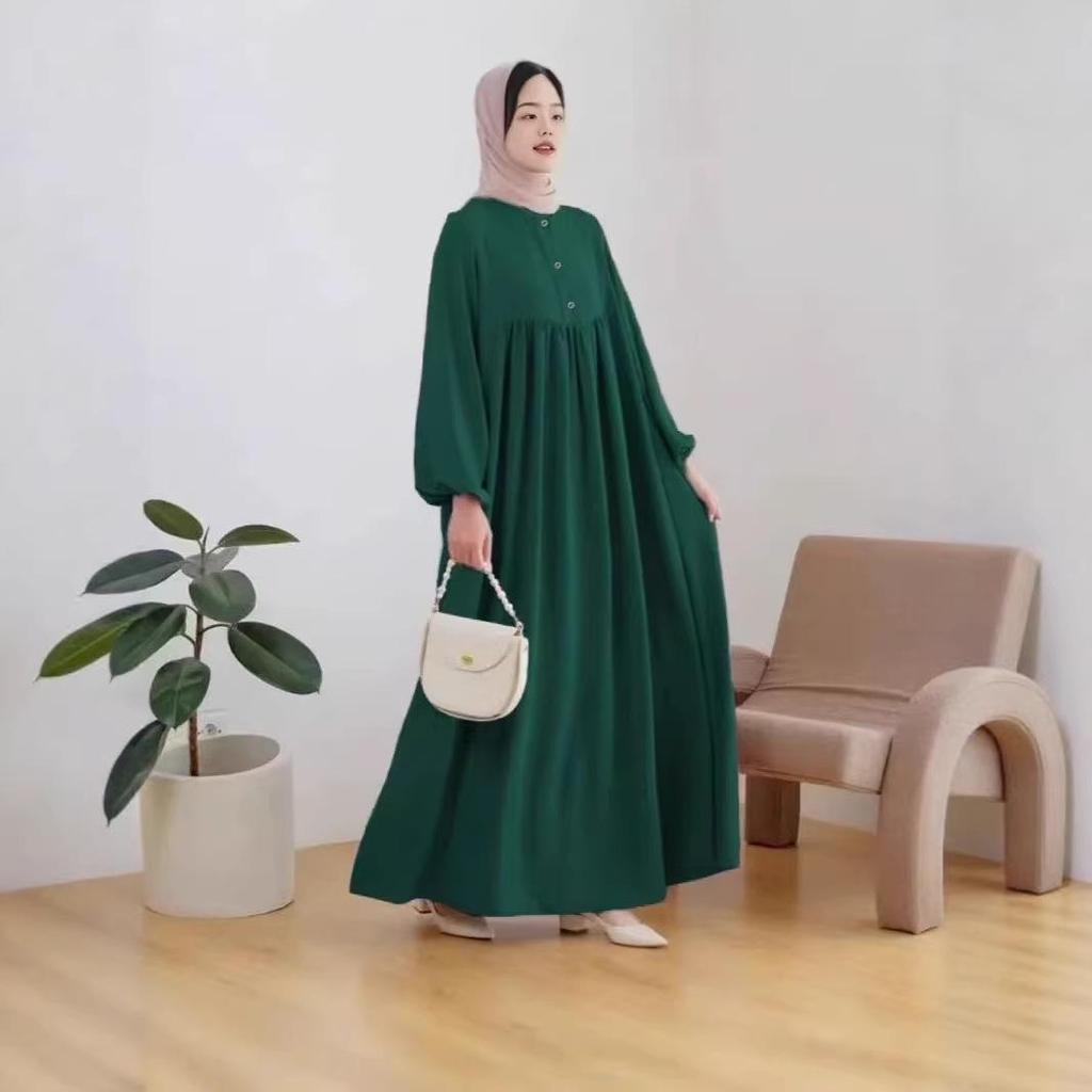 H723 Γυναικείο Μουσουλμανικό Φόρεμα Ρόμπα Μακρύ Μονόχρωμο με Μανίκια Φανάρι