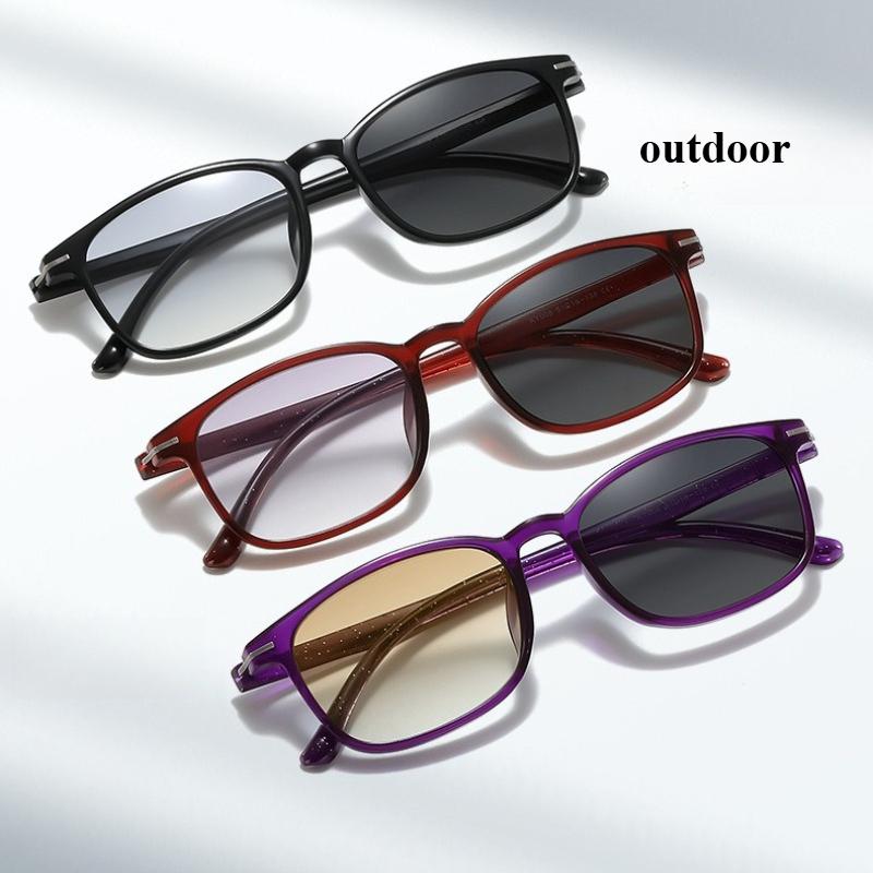 Unisex New Square Frame Photochromic Reading Glasses Sunglasses 2 In 1 Gradient Color Lenses Uv Protection Presbyopia Glasses