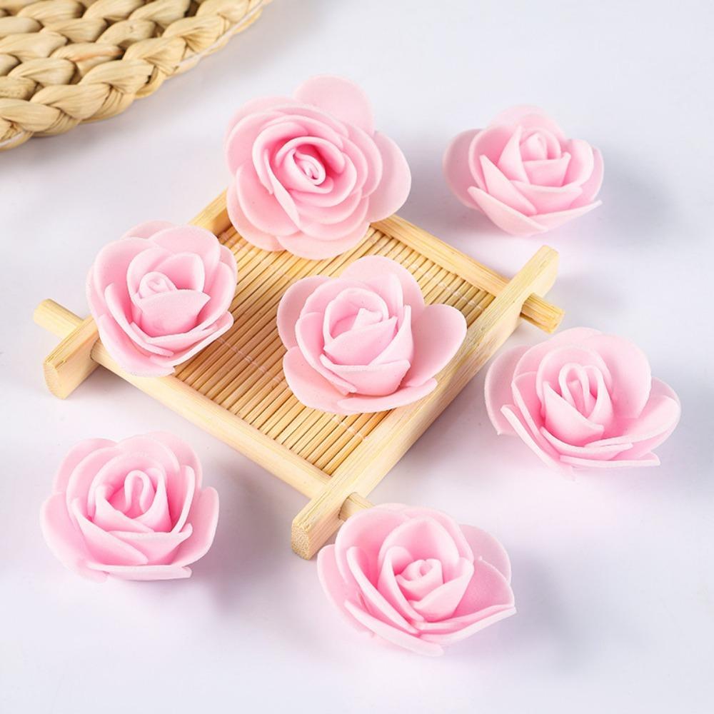 100/200Pcs Artificial Rose Flowers Heads 4cm Foam Fake Flowers For Home Room Decor Outdoor Garden Party Bride Wedding Decoration