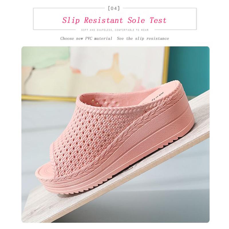 High Heeled Slippers Women's Summer Thick Bottom Slope Heel Fashion Outside Wear Princess Wind Increase Sandals Non-slip Breathable Home Slippers