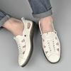 Summer Shoes Men Sandals Genuine Leather Flat Non-slip Holiday Soft Summer Male Footwear Black Beige