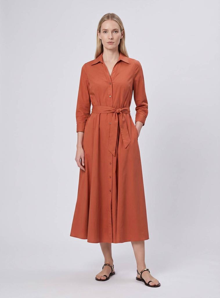 Amazon 2026 European and American cross-border women's clothing summer solid color lapel slim long-sleeved dress new women's clothing belt