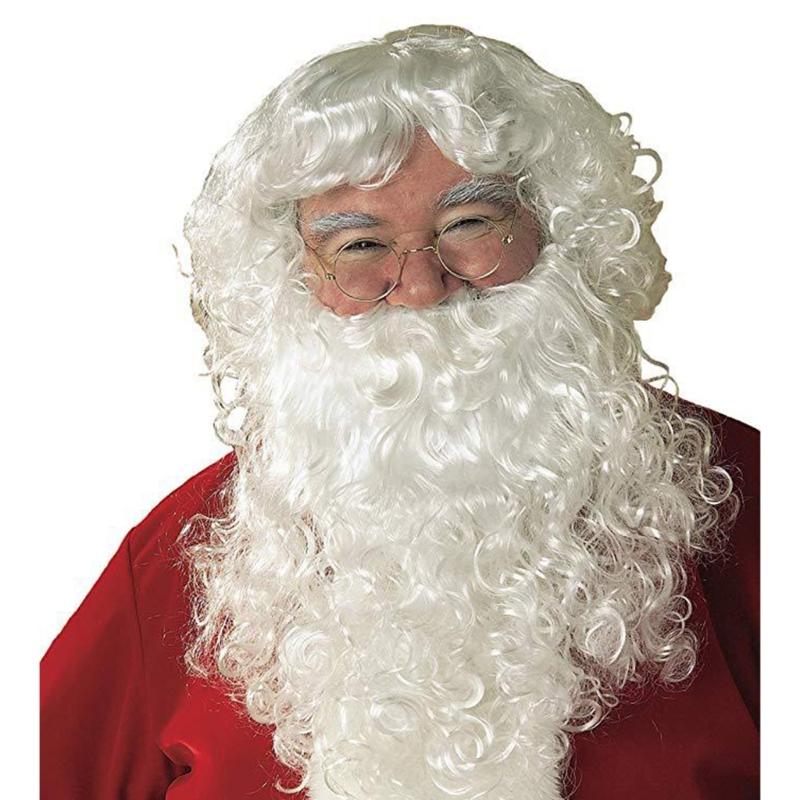 Santa Costume with Santa Beard, Santa Hat, Santa Wig for Adult Cosplay, Christmas Santa Costume Decoration for Women Men