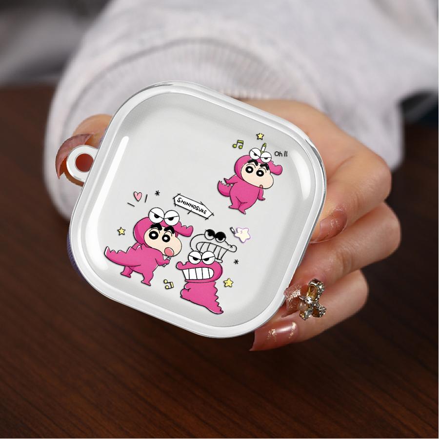 Case For Samsung Galaxy Buds 2 4Pro 4 Pro 3 FE 2Pro 3Pro Live Clear Earphone Cases Cover With Hook Crayon Shin-Chan Anime