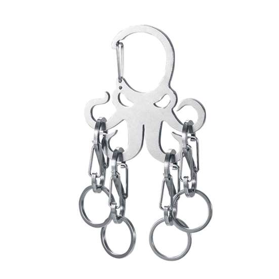 

Брелок для ключей Octopus из нержавеющей стали со съемными S-образными крючками, прочный портативный держатель для ключей для кемпинга на открытом воздухе, металлическая подвесная пряжка-карабин Sets