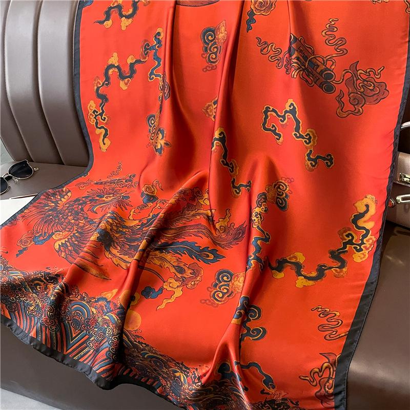 

Роскошный шелковый шарф женский весенне-осенний модный с принтом элегантный шарфы винтажный платок бандана фуляр муфта дорожная шаль 180x90cm
