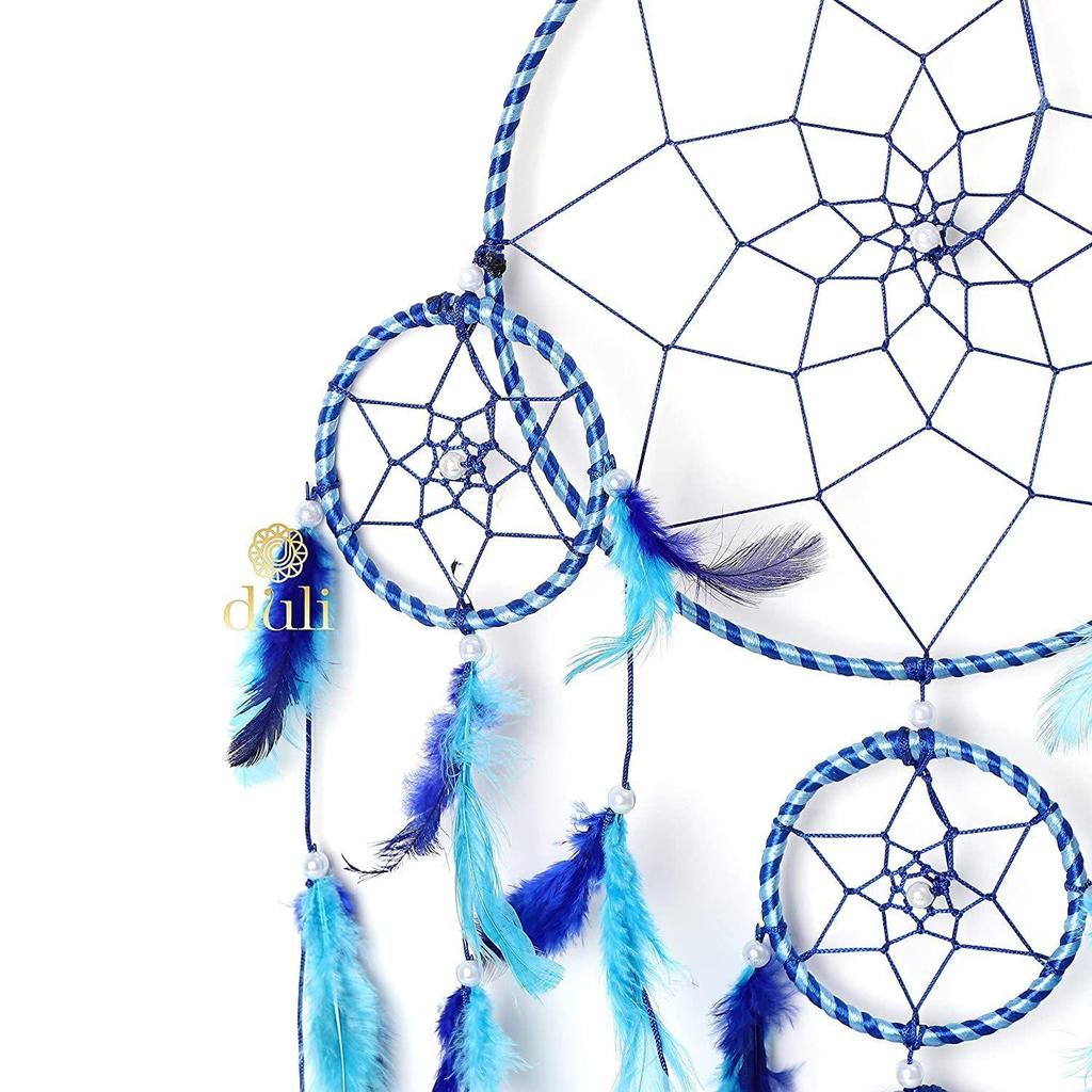 Dream Catcher Traditional Indian Dreamcatcher Wall Art for Bedrooms, Home Wall, Hanging Design, Height (Blue),Metal