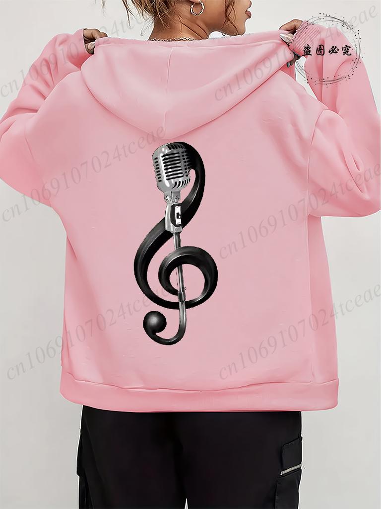 Men Women Fleece Hoodies Jackes Music Note Heartbeat Print Hoodie Zipper Jacket Male Hoodies Sweatshirt Music Zip Coats Clothes