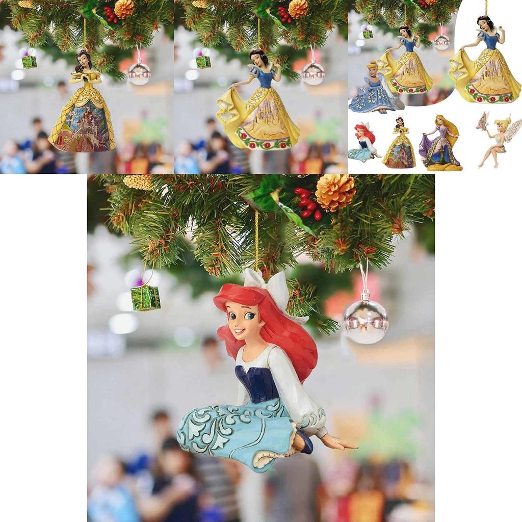 Festive 8cm Christmas Disney Princess Acrylic Cartoon Pendant Ornaments Xmas Tree Hanging Decor