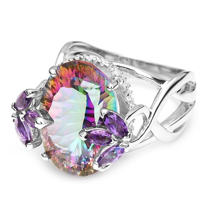 Colorful Zircon Princess Ring: Copper Inlaid Luxury Fashion for Women