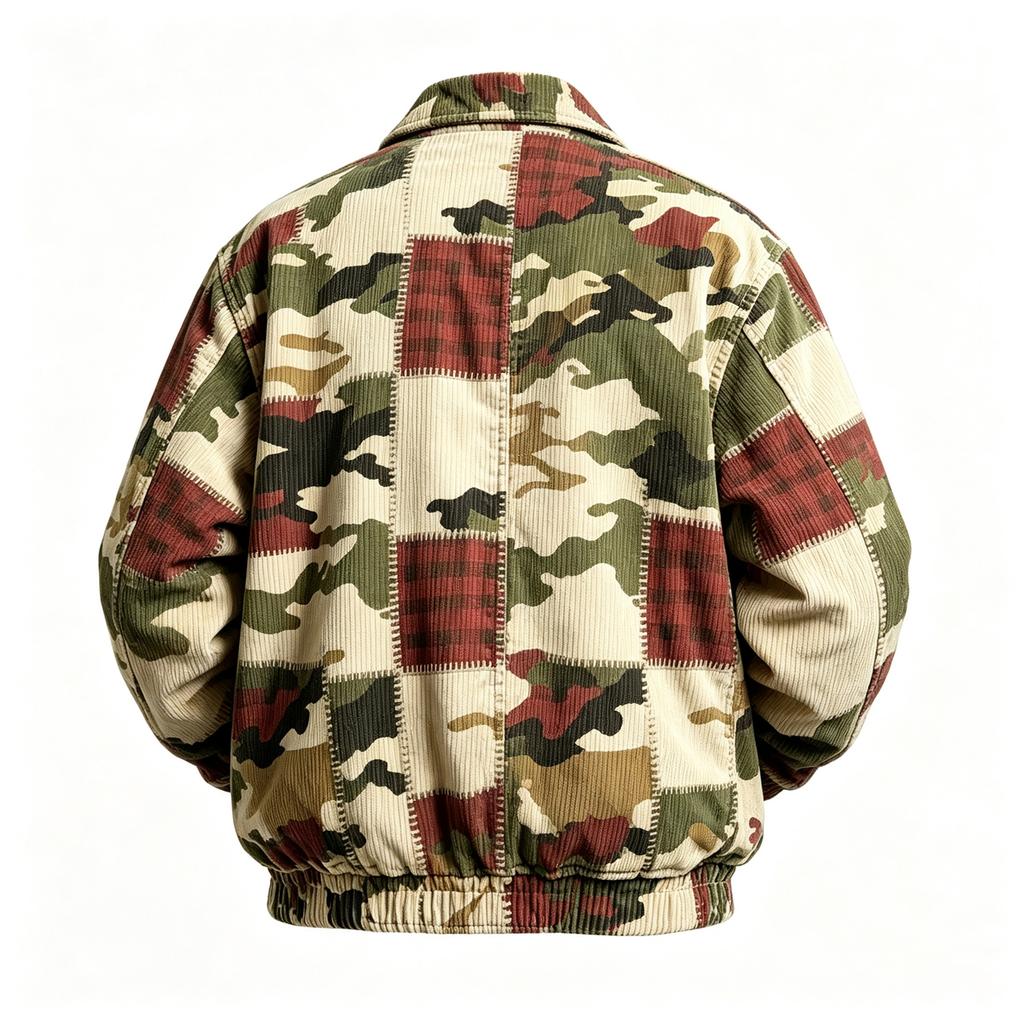 Men's Casual Corduroy Jacket with Pockets Long Sleeve Zip Up Christmas Print