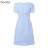 ZANZEA Women Summer Casual Round Neck Short Sleeve Dress