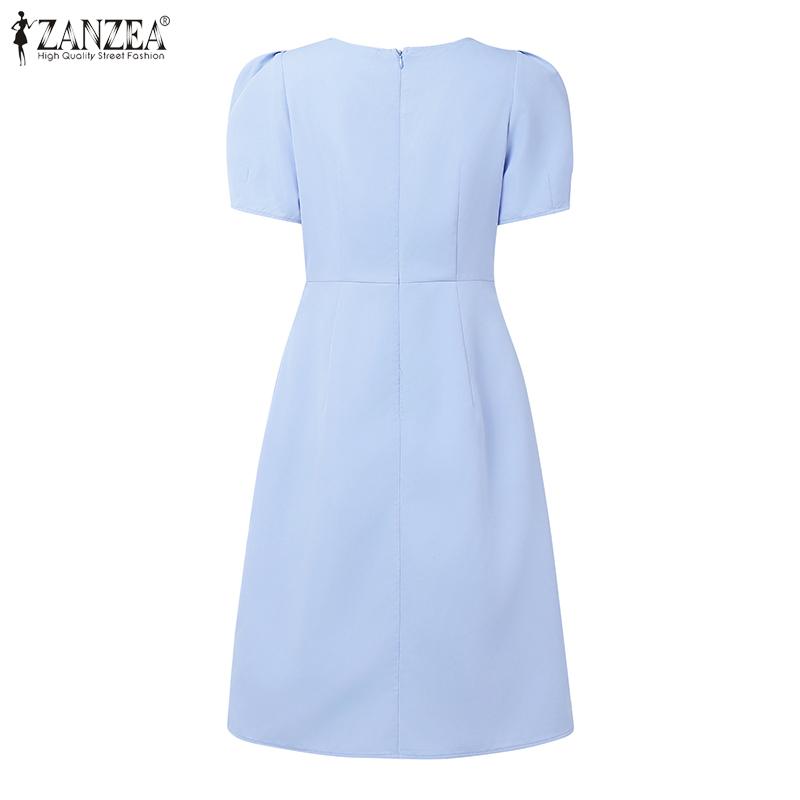 ZANZEA Women Summer Casual Round Neck Short Sleeve Dress