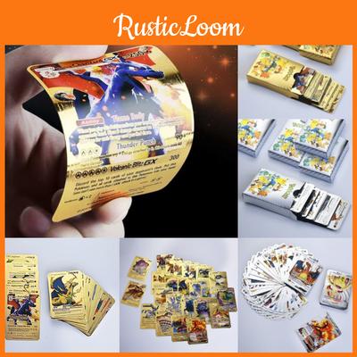 Cartas de Metal Douradas Carta de Energia Charizard Pikachu Coleção Carta de Batalha