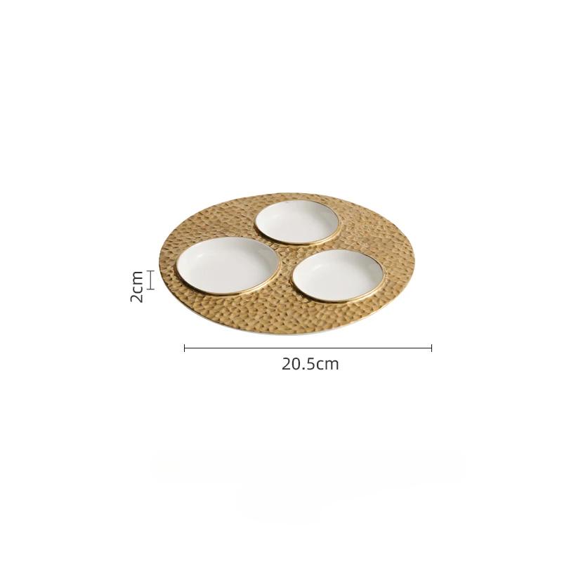 Creative Phnom Penh Ceramic Lattice Western Food Plate Household New el Restaurant Wood Grain Dessert Plate Tableware