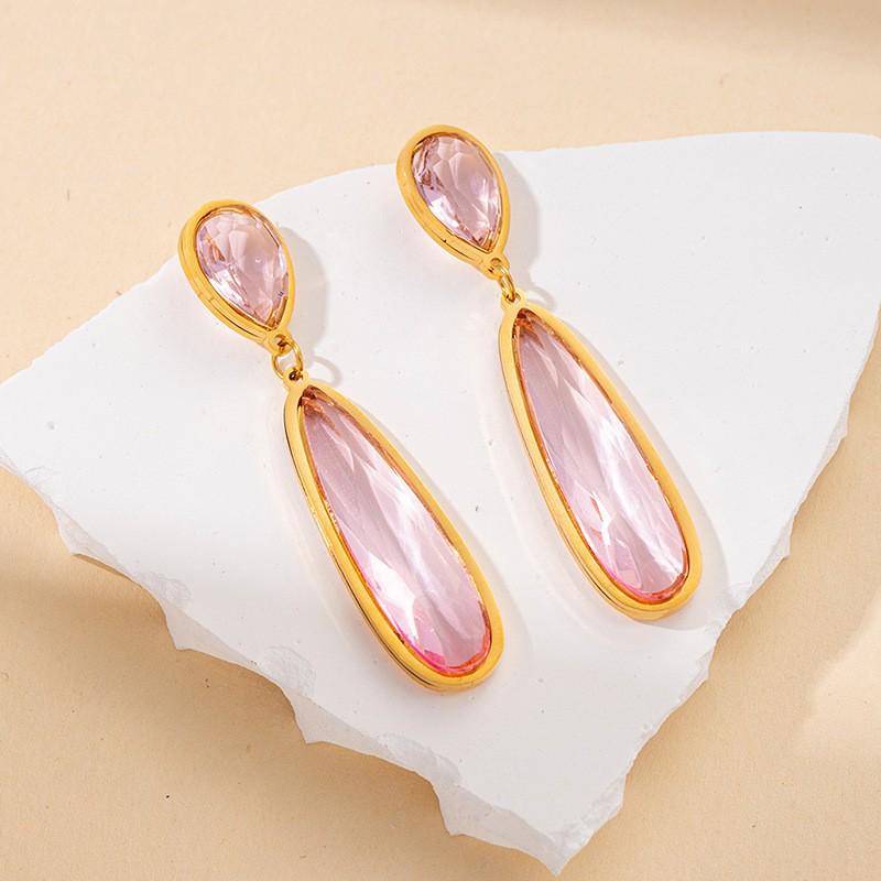 Luxurious Stainless Steel Zirconia Earrings for Women - Elegant, Durable, Colorfast