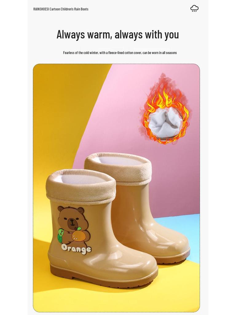 Wasserdichte gefütterte Gummistiefel für Kinder: Rutschfeste, kältebeständige Gummistiefel mit Kordelzug für Kleinkinder und ältere Kinder