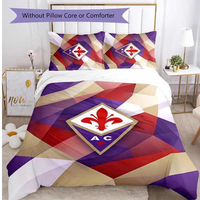 Fiorentina FC Printed 3PCS Bedding Set Breathable Duvet Cover with Pillowcases Decorative Bed Linen for Bedroom Home
