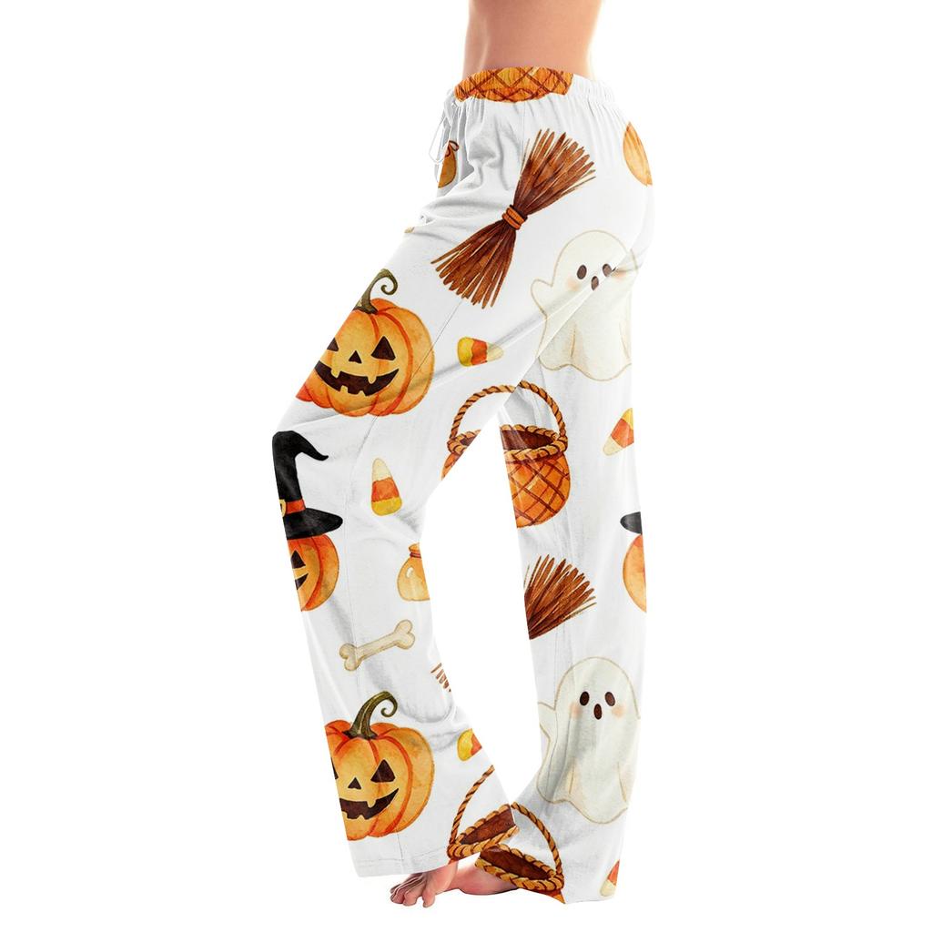 Women's Halloween Print Drawstring Pajama Pants - Soft Casual Sleep Pants with Fun Printed Pattern, Comfy Bottoms for Women, Relaxed Fit