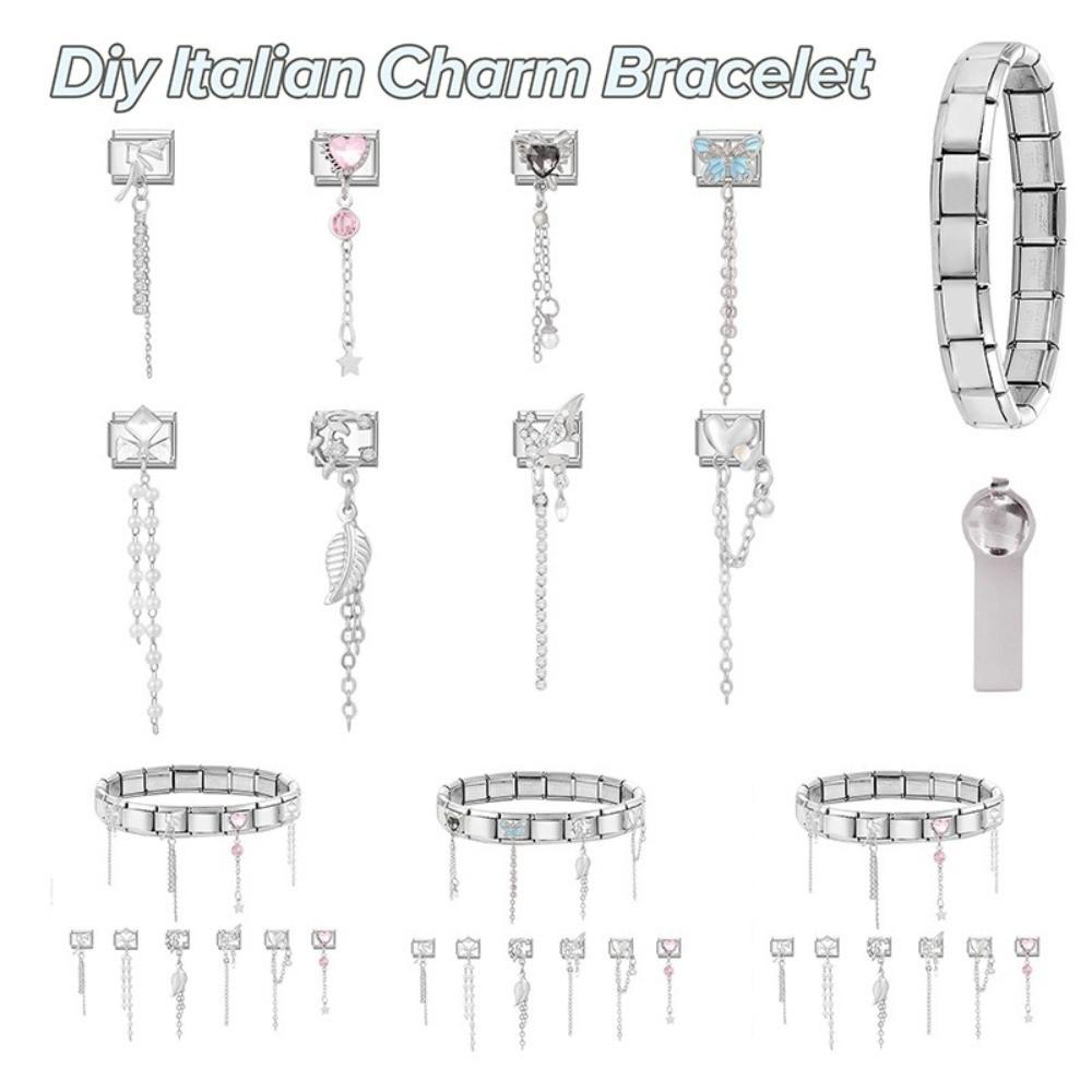 Butterfly Bow Knot Zircon Bracelet Links Stainless Steel Bracelet Links  Bracelet Crafting