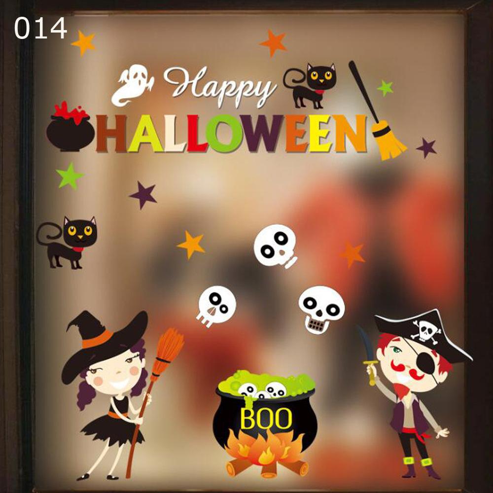 Halloween Hotel Shopping Mall School Classroom Window Sticker Pumpkin Skeleton Wizard Bat And Other Glass Stickers Wall Stickers