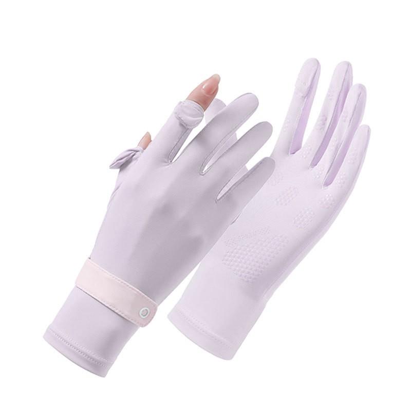 UV Protection Driving Gloves Women Lightweight Ice Silk Long Finger Anti-Slip Touchscreen Compatible Outdoor Cycling