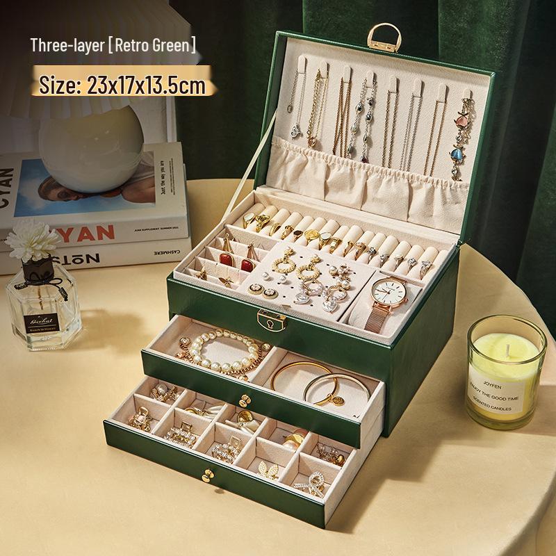 Three-Layer Acrylic Jewelry Box with Anti-Oxidation and Large Capacity Storage for Rings