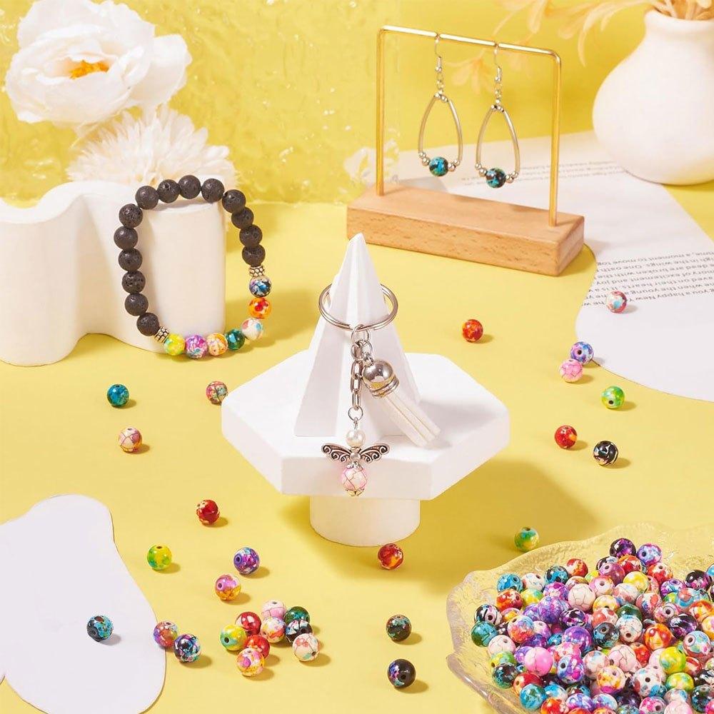 49/108/138pcs Stone Material Ink Decorative Beads Colorful Decorative Beads DIY Bracelet Necklace Earrings Keychain Foot Chain Phone Chain