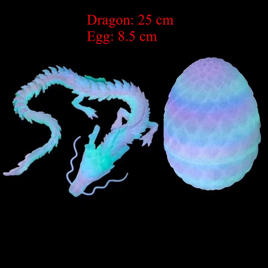 Articulated Dragon Model with 3D Printed 30cm Egg Figurine Sculpture for Home Room Desk Decoration Fantasy Ornament Display Gift
