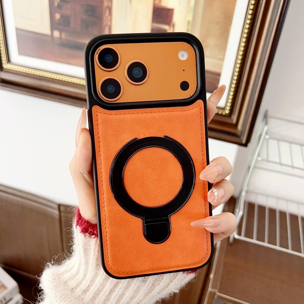 

Bracket For Magsafe Matte Leather Phone Case For iPhone 17 Air 16 15 14 Plus 13 12 11 Pro Max Stand Bumper Magnetic Cover iPhone17 Pro