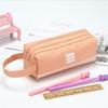Pencil Solid Color Bag Stripe Rectangular Double-layer Letter Double Zippers Large Capacity Stationery
