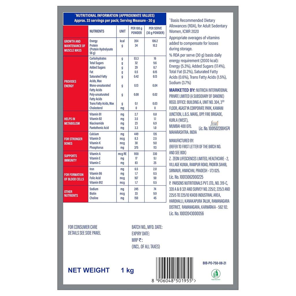 Protinex Original Nutritional Protein Mix For Adults 1 Kg BIB High Protein Vital Nutrients Strength Immunity