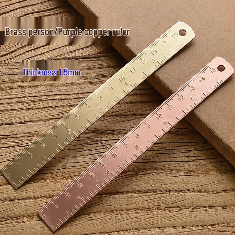 Thickened Purple Copper Brass Bookmark Ruler - 15cm Metal Stationery for Drafting & Painting Brass Ruler