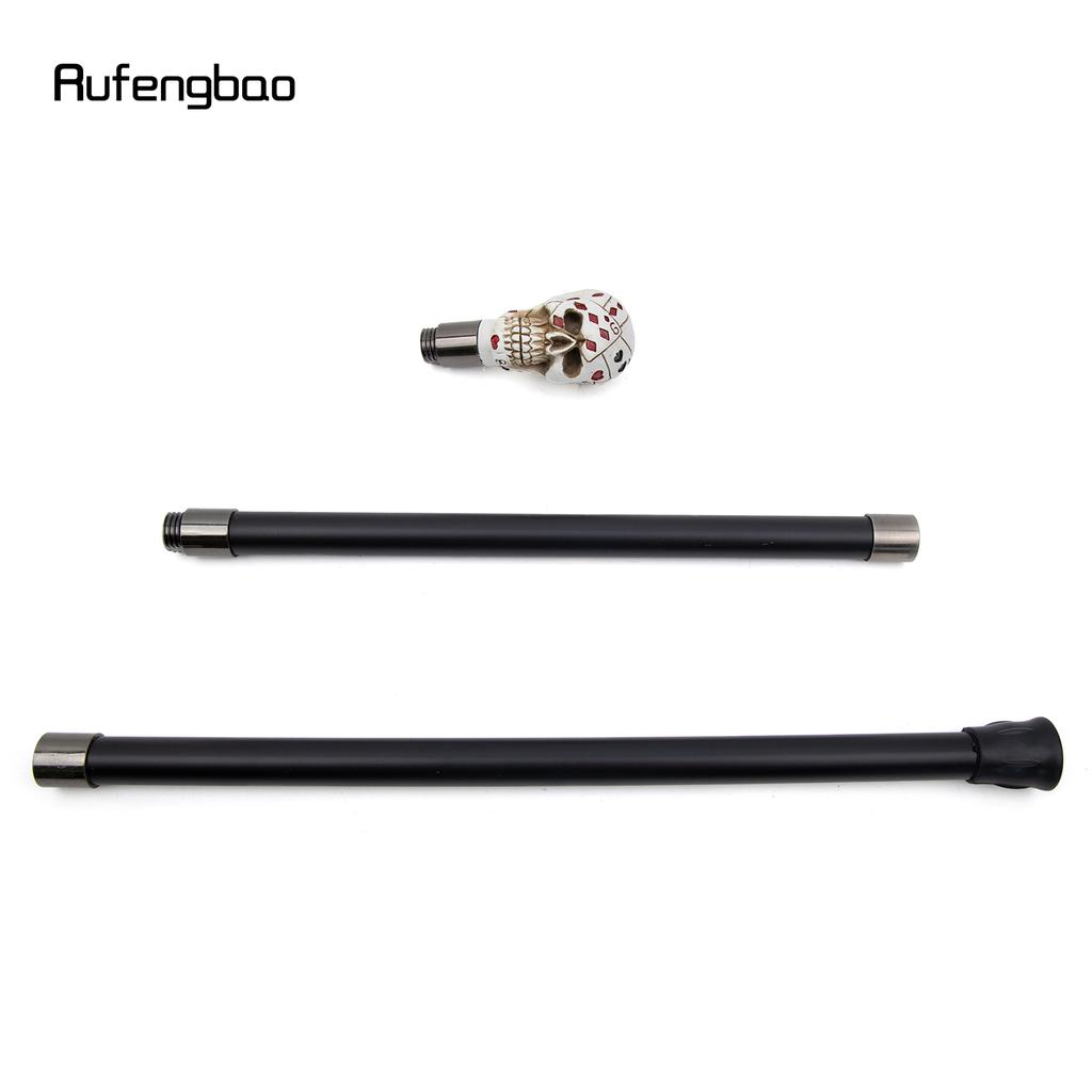 White Resin Skull Poker Head Walking Cane Fashion Decorative Steel Stick Gentleman Elegant Cosplay Cane Knob Crosier 94cm