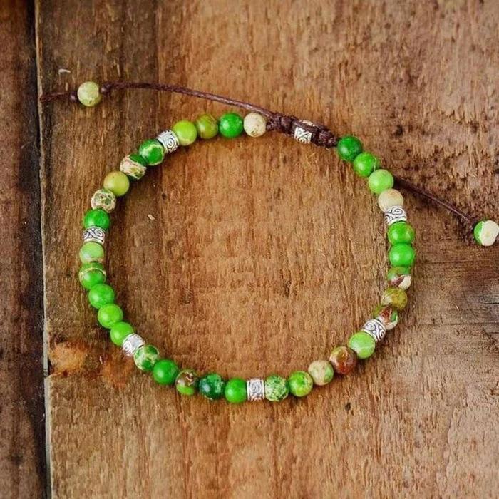 

Браслеты ручной работы из плетеного имперского яшмового бисера, браслеты из натурального камня и кристаллов с бусиной из сплава, простые веревочные украшения